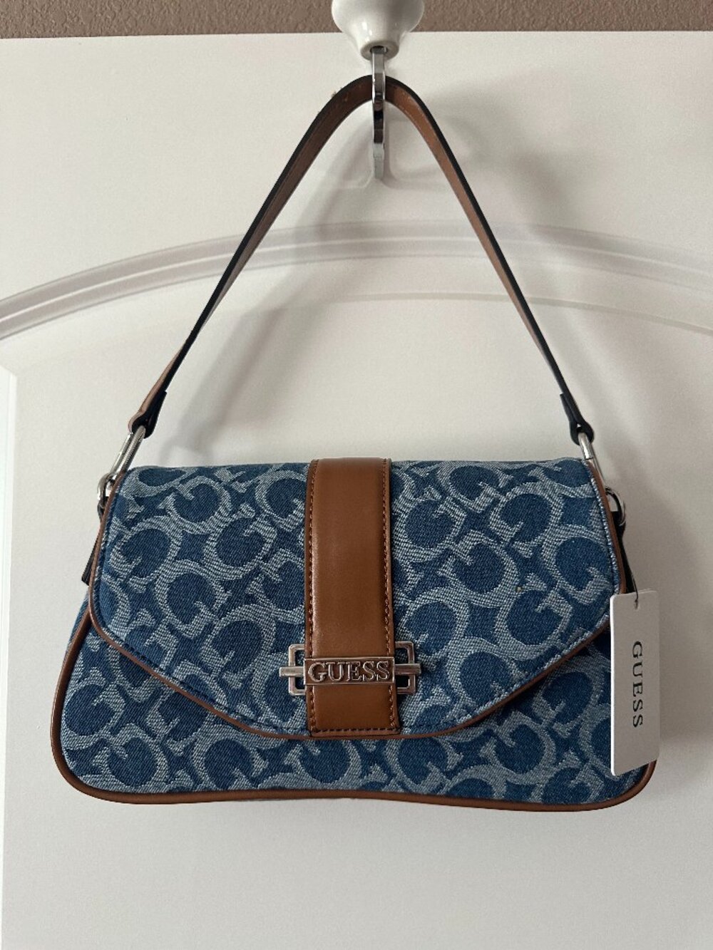 Brand New with Tags GUESS Erika Denim Flap Crossbody / Shoulder Bag